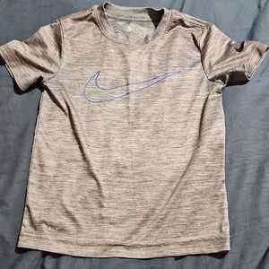 Nike Heather Brown Tee with Blue Swoosh